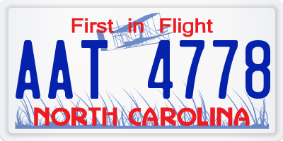 NC license plate AAT4778