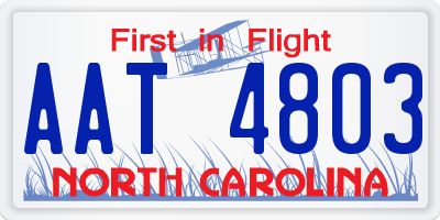 NC license plate AAT4803