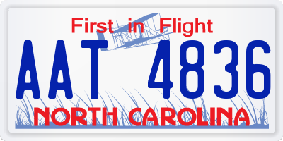 NC license plate AAT4836