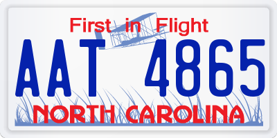 NC license plate AAT4865