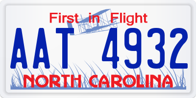 NC license plate AAT4932