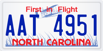 NC license plate AAT4951