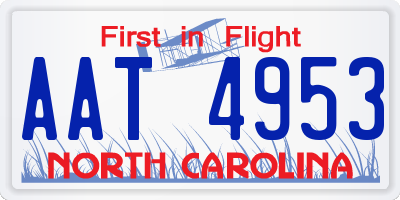 NC license plate AAT4953