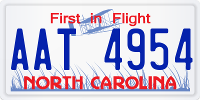 NC license plate AAT4954