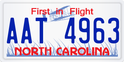 NC license plate AAT4963