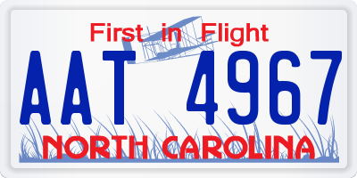 NC license plate AAT4967