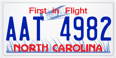 NC license plate AAT4982