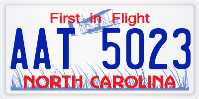 NC license plate AAT5023