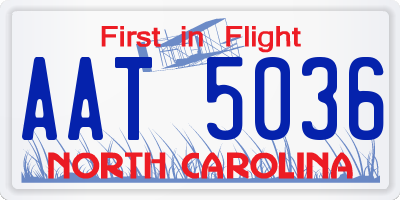 NC license plate AAT5036