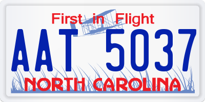 NC license plate AAT5037