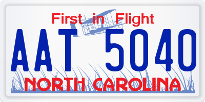 NC license plate AAT5040