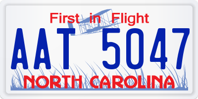 NC license plate AAT5047