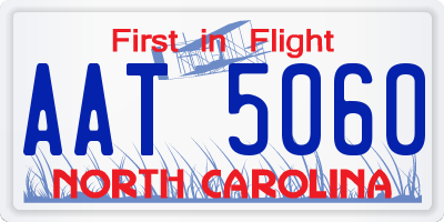 NC license plate AAT5060