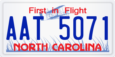 NC license plate AAT5071
