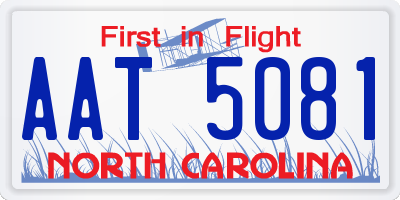 NC license plate AAT5081