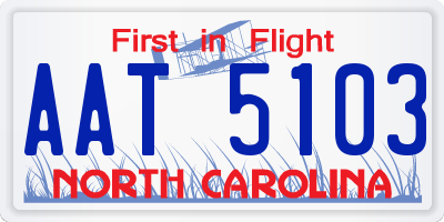 NC license plate AAT5103