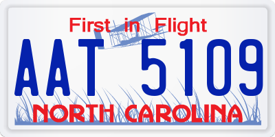 NC license plate AAT5109