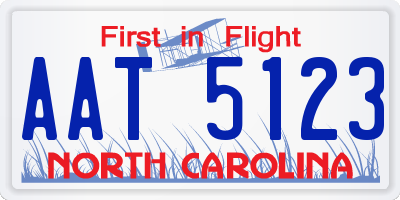 NC license plate AAT5123