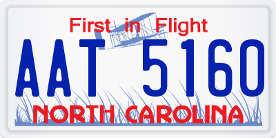 NC license plate AAT5160