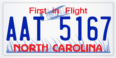 NC license plate AAT5167