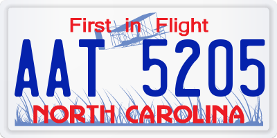 NC license plate AAT5205