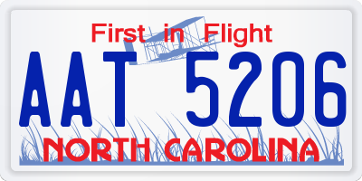 NC license plate AAT5206