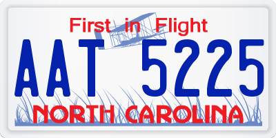 NC license plate AAT5225