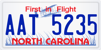NC license plate AAT5235