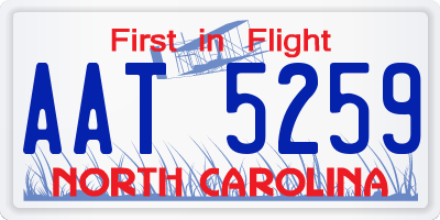 NC license plate AAT5259