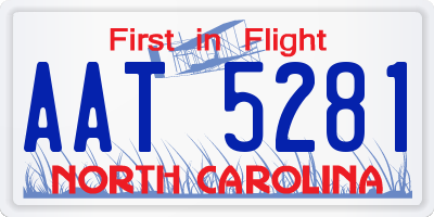 NC license plate AAT5281