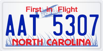 NC license plate AAT5307