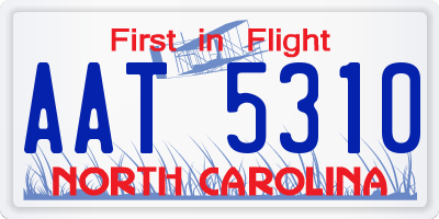NC license plate AAT5310
