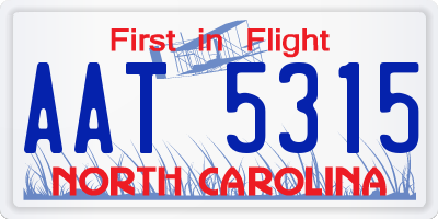 NC license plate AAT5315