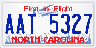 NC license plate AAT5327