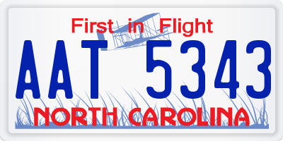 NC license plate AAT5343