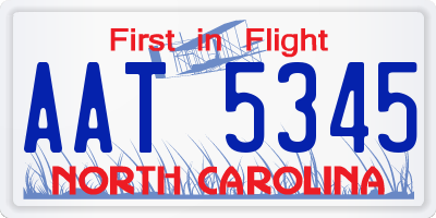 NC license plate AAT5345