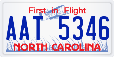 NC license plate AAT5346