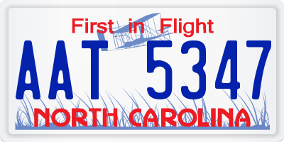 NC license plate AAT5347