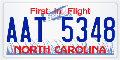 NC license plate AAT5348