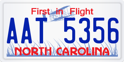 NC license plate AAT5356