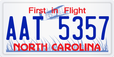 NC license plate AAT5357
