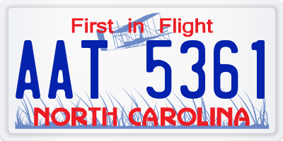 NC license plate AAT5361