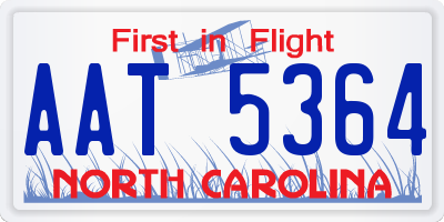 NC license plate AAT5364