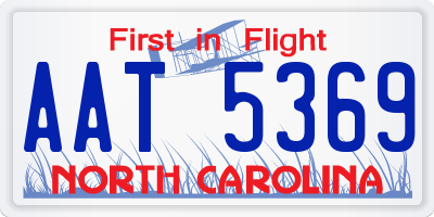 NC license plate AAT5369