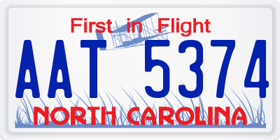 NC license plate AAT5374