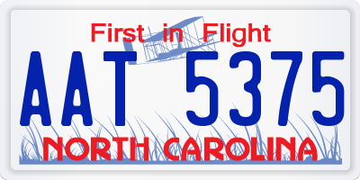 NC license plate AAT5375