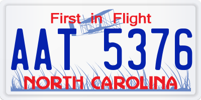 NC license plate AAT5376