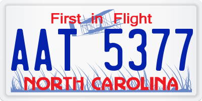 NC license plate AAT5377