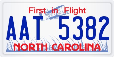 NC license plate AAT5382