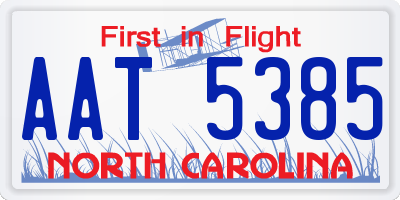NC license plate AAT5385